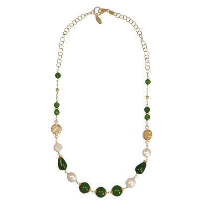 Collana Lunga 50 Pollici In Perle Naturali E Giada - Bianco E Verde, Fatte A Mano - Foto 3