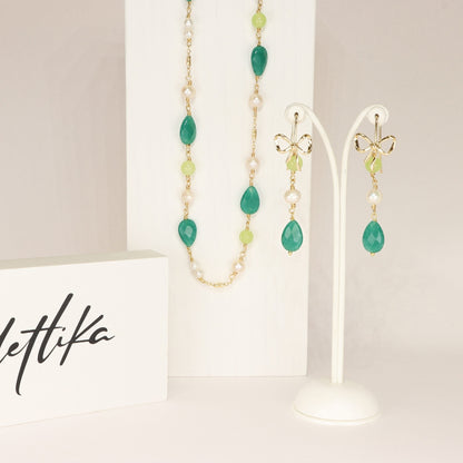 Girocollo in argento con giada verde e zirconi | Gioielli Girocollo in argento con giada verde e zirconi | Gioielli