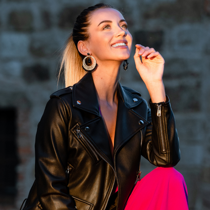Carla earrings - 925 silver - rose gold - black agate